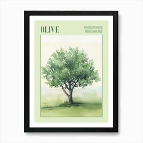 Olive Tree Atmospheric Watercolour Painting 4 Poster Art Print