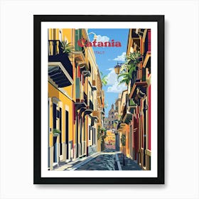 Catania Italy Streetview Travel Art Illustration Art Print