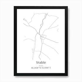 Vrable,Slovakia Minimalist Map Art Print