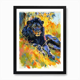 Black Lion Resting In The Sun Fauvist Painting 1 Art Print