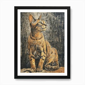 Egyptian Mau Cat Relief Illustration 4 Art Print