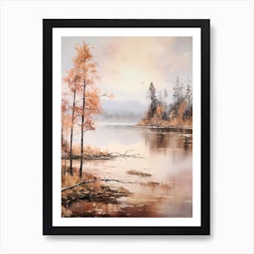 Lake In The Woods In Autumn, Painting 12 Art Print