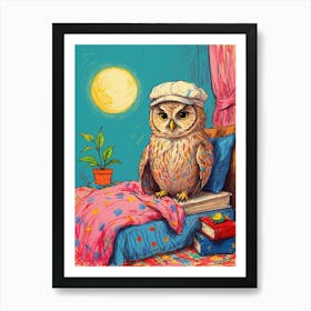 Owl In Bed 2 Art Print