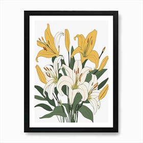 Bouquet Of Yellow Lilies Art Print