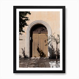 Brown Wooden Door To A Building Art Print