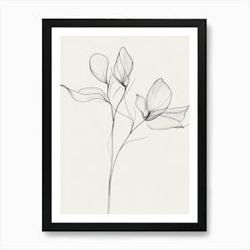 Two Flowers In Black And White 1 Art Print