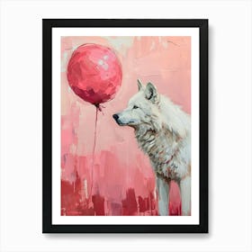 Cute Arctic Wolf 3 With Balloon Art Print