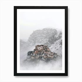 Mysterious Abandoned Village In The Mountains, Oil Painting Art Print