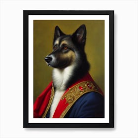 Norwegian Elkhound Renaissance Portrait Oil Painting Art Print