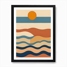 Abstract Beach Scene 'Sunset' 2 Art Print