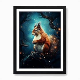 Squirrel In The Forest Art Print