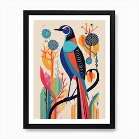 Colourful Scandi Bird Pheasant 3 Art Print
