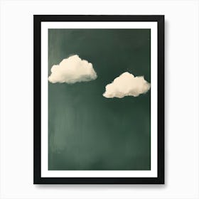 Clouds Wall Art Painting Dark Green Sky Print Affiche