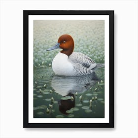 Ohara Koson Inspired Bird Painting Canvasback 3 Art Print