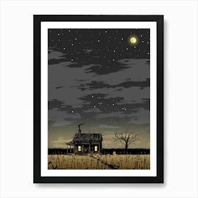 Illustration Of A Haunted House Poster