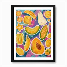 Yellow Fruits and Vegs Art Print