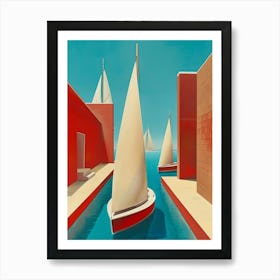 Sailboats In The Harbor 6 Art Print