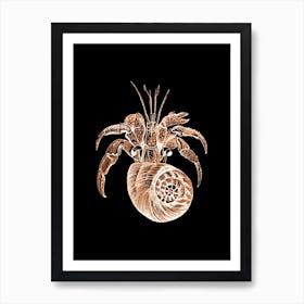 Gold and Black Crustacean Illustration Art Print