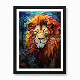 Lion Art Painting Mosaic Style 4 Art Print