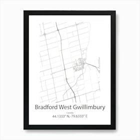 Bradford,Canada Minimalist Map Art Print