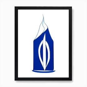 Unity Candle 3 Symbol Blue And White Line Drawing Art Print