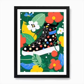 Field of flowers and sneakers Art Print