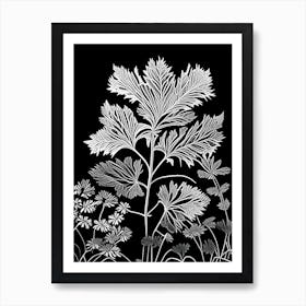 Meadow Rue Leaf Linocut 1 Art Print