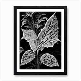 Salvia Leaf Linocut 2 Art Print