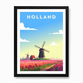 Amsterdam, Netherlands/Holland — Retro travel minimalist poster Art Print