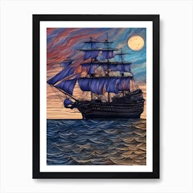 Sailboat At Sunset Art Print