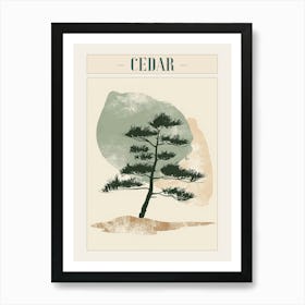 Cedar Tree Minimal Japandi Illustration 3 Poster Art Print