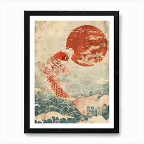 Koi Fish Japan Travel Mid Century Modern Art Print