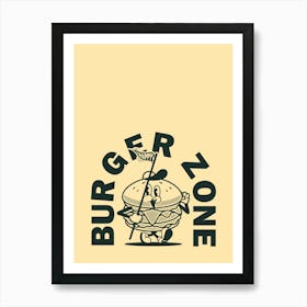 Retro Wall Art Burger Zone Retro Cartoon Printable Art Retro Vintage Wall Art Apartment Decor Trendy Retro Poster Art Print