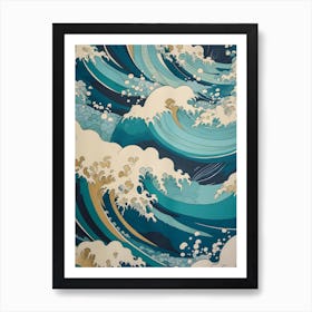 Blue Ocean Waves Art Print
