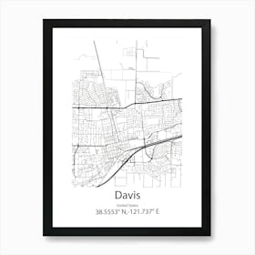 Davis,United States Minimalist Map 1 Art Print