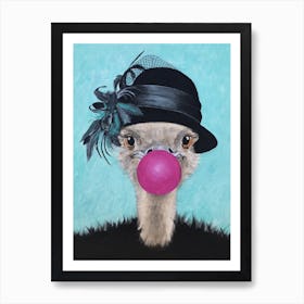 Ostrich With Bubblegum Art Print