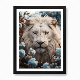 Floral white lion Art Print