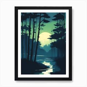 Moonlight In The Forest Art Print