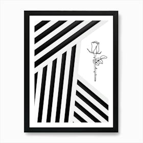 Abstract Black And White Rose Art Print