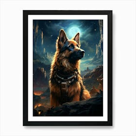 Wolf In The Night Art Print