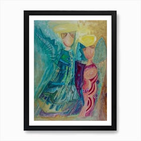 Wall Art With Angels, Abstract Inspired by Family Art Print