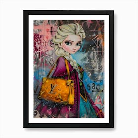 Elsa Princess pop art graffiti Art Print