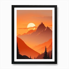 Misty Mountains Vertical Composition In Orange Tone 337 Art Print