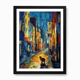 Painting Of New York With A Cat In The Style Of Expressionism 3 Art Print