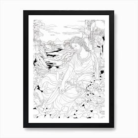 Line Art Inspired By The Death Of Sardanapalus 12 Art Print