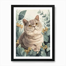 British Shorthair Japanese Illustration 2 Art Print