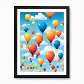 Hot Air Balloons In The Sky, simple vector art, vector art, hot air balloons, digital art Art Print