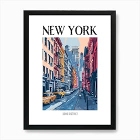 Soho District New York Colourful Silkscreen Illustration 3 Poster Affiche