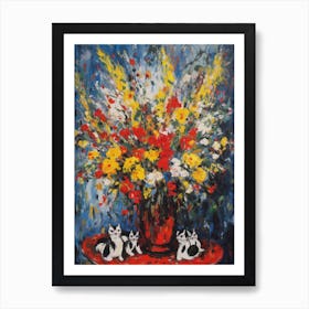 Snapdragon Kittens Abstract Expressionism  Art Print