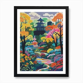 Osaka Castle Temple Gardens, Japan, Painting 4 Art Print